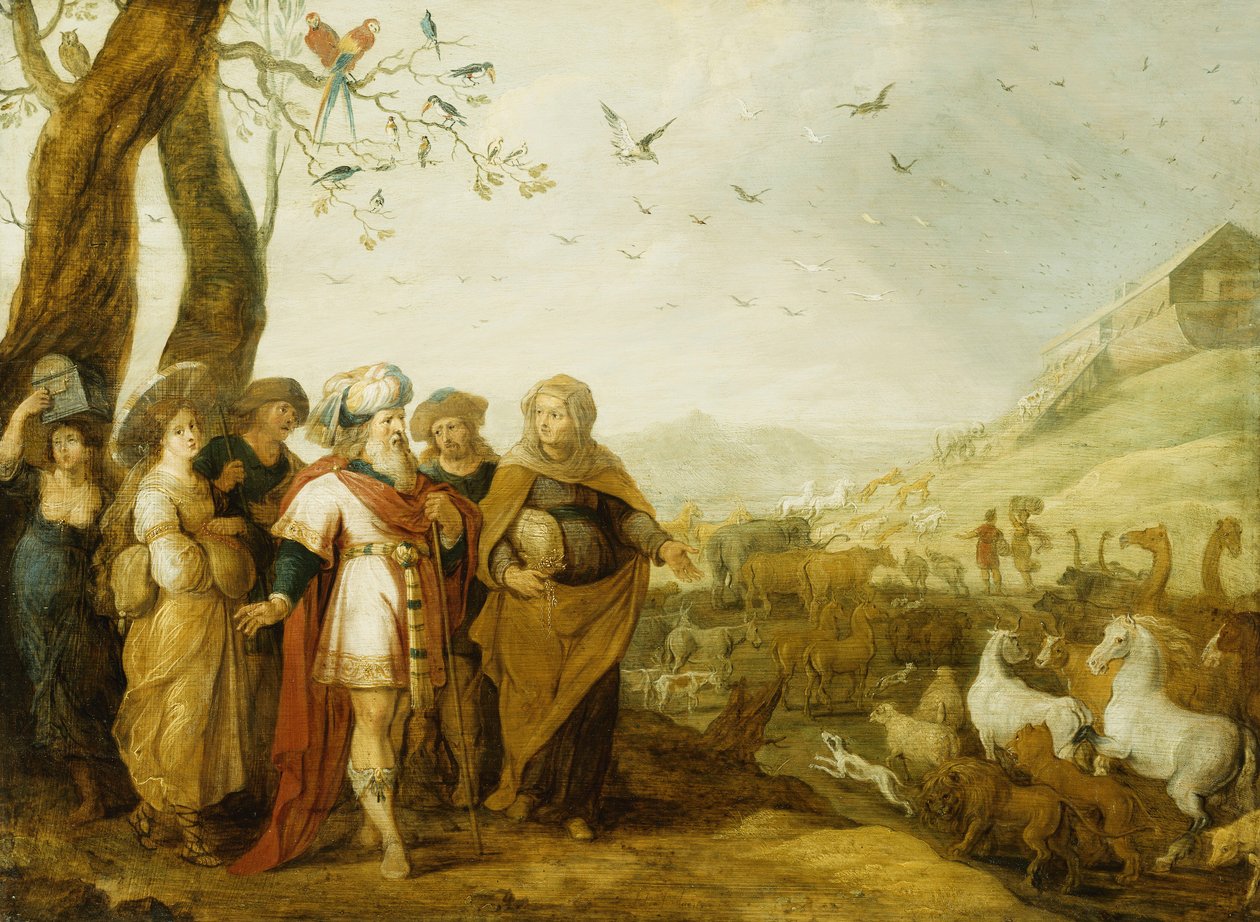 Noe i jego rodzina przed wejściem do arki, autorstwa Hans III Jordaens