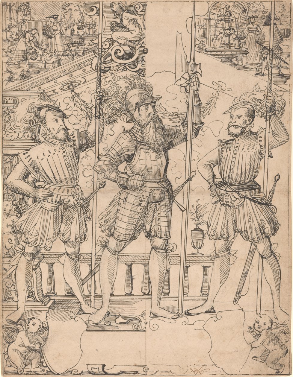 Halberdier i dwóch pikinierów autorstwa Hans Jakob Plepp
