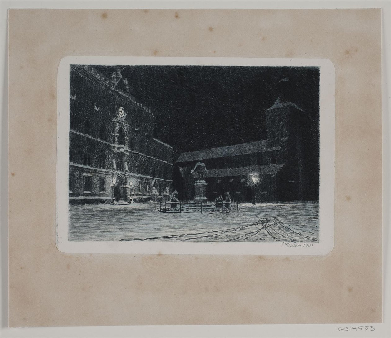 Plac przy św. Kościół Knuda w Odense. Wieczór autorstwa Hans Julius Fæster