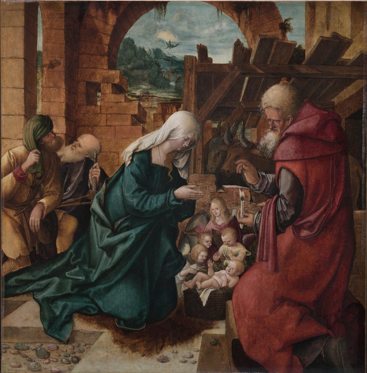 Pokłon pasterzy, ok. 1510 (olej na drewnie) autorstwa Hans Leonard Schaufelein