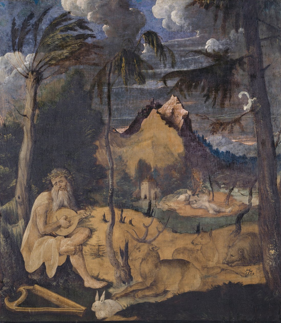 Orfeusz wśród zwierząt, 1519 (tempera na płótnie) autorstwa Hans Leu