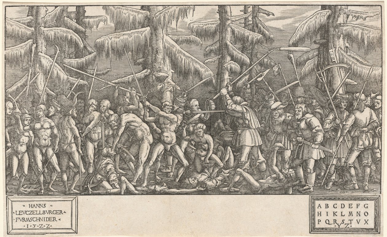 Bitwa Nagich Mężczyzn i Chłopów autorstwa Hans Lützelburger, after Master NH