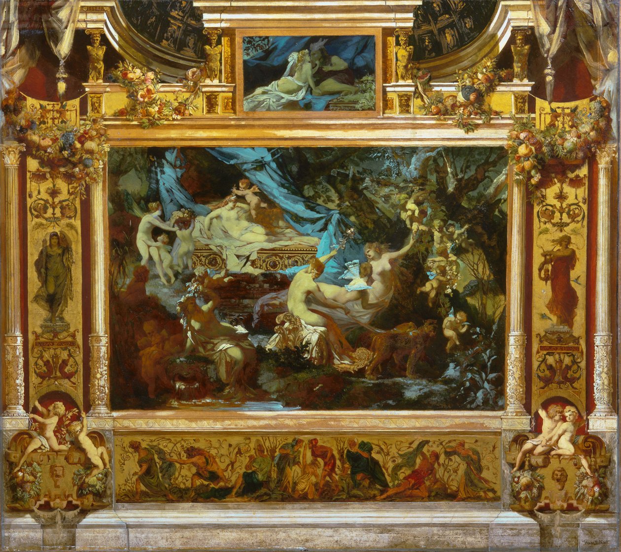 Projekt kurtyny teatralnej Sen nocy letniej, 1872 autorstwa Hans Makart