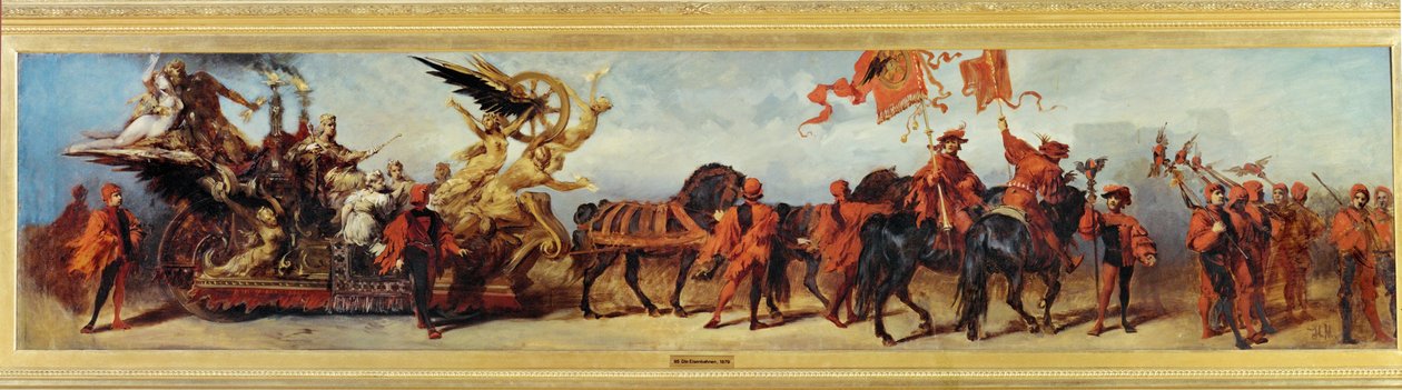 Die Eisenbahnen - Koleje, szkic z okazji jubileuszu 1879 ... (obraz na płótnie) autorstwa Hans Makart