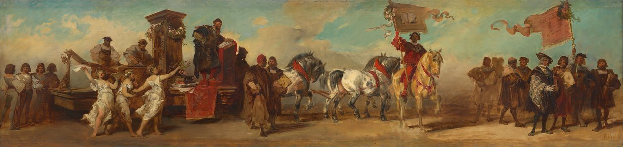 Projekt pochodu uroczystego z 1879 roku - Drukarze, księgarze i handlarze dziełami sztuki autorstwa Hans Makart