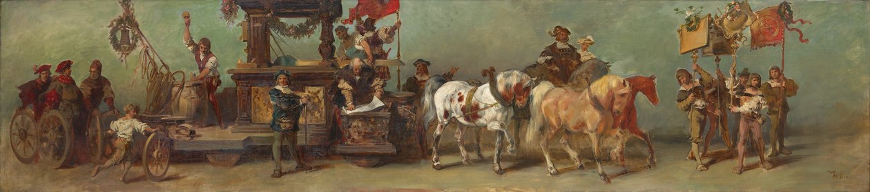 Projekt pochodu świątecznego z 1879 roku - Cieśle, tokarze do drewna i bednarze autorstwa Hans Makart