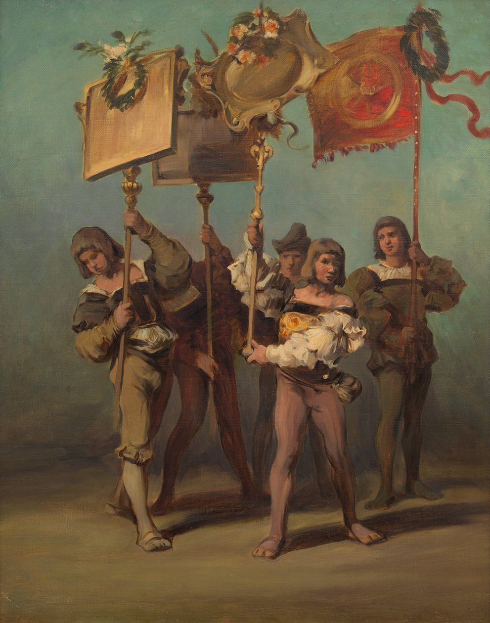 Projekt parady z 1879 roku – chorążowie stolarzy autorstwa Hans Makart