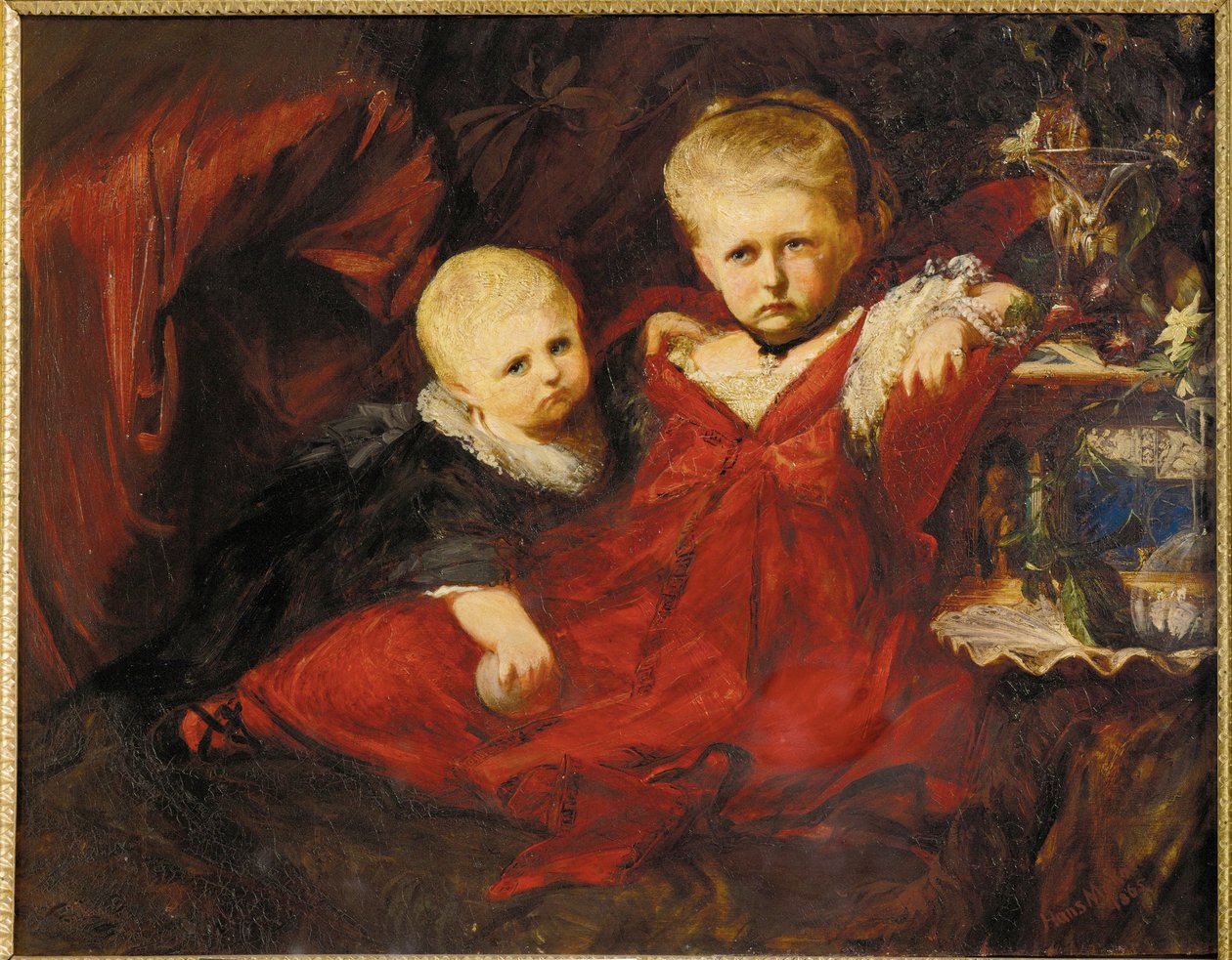 Ida i Risa Ruessemayer, siostrzenice Johanna Ruessemayera, patrona Makart ... (obraz na płótnie) autorstwa Hans Makart