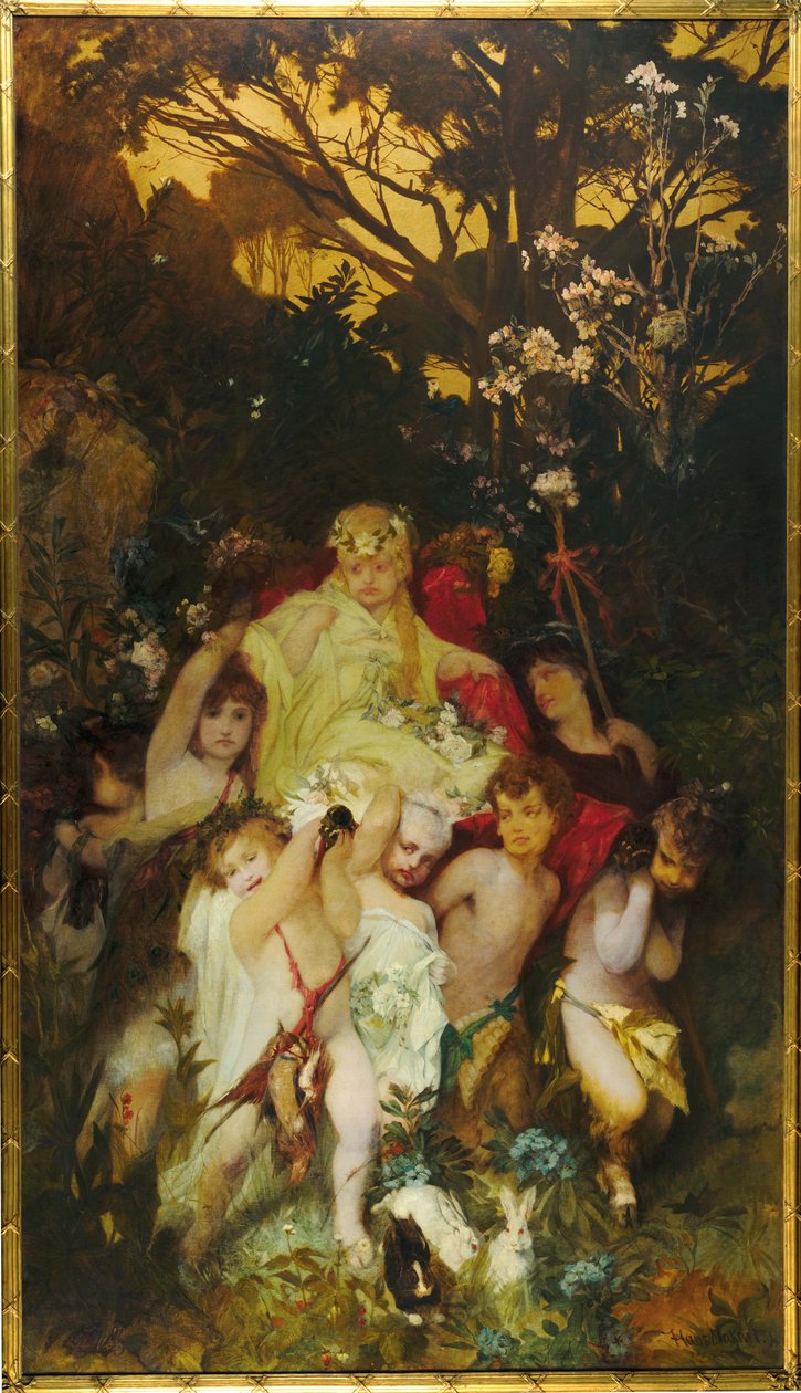 Współczesny Amoretti, Tryptyk, panel środkowy, 1868. autorstwa Hans Makart