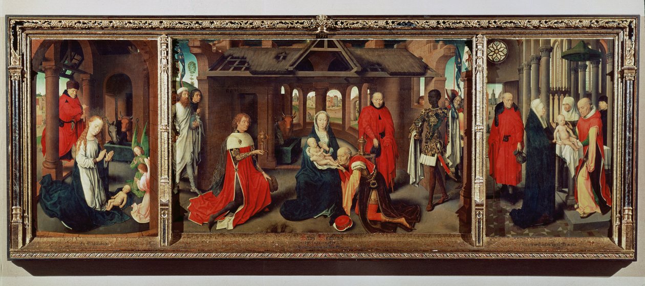 Adoracja Trzech Króli: Cały Tryptyk autorstwa Hans Memling