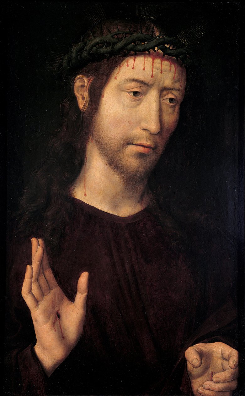 Chrystus Błogosławieństwo par Memling, Hans (1433/40-1494). Olej na drewnie, format: 53,4x39,1 autorstwa Hans Memling