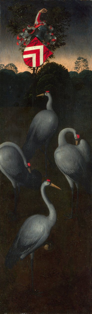 Żurawie z herbem Pagagnottich. 1480 autorstwa Hans Memling