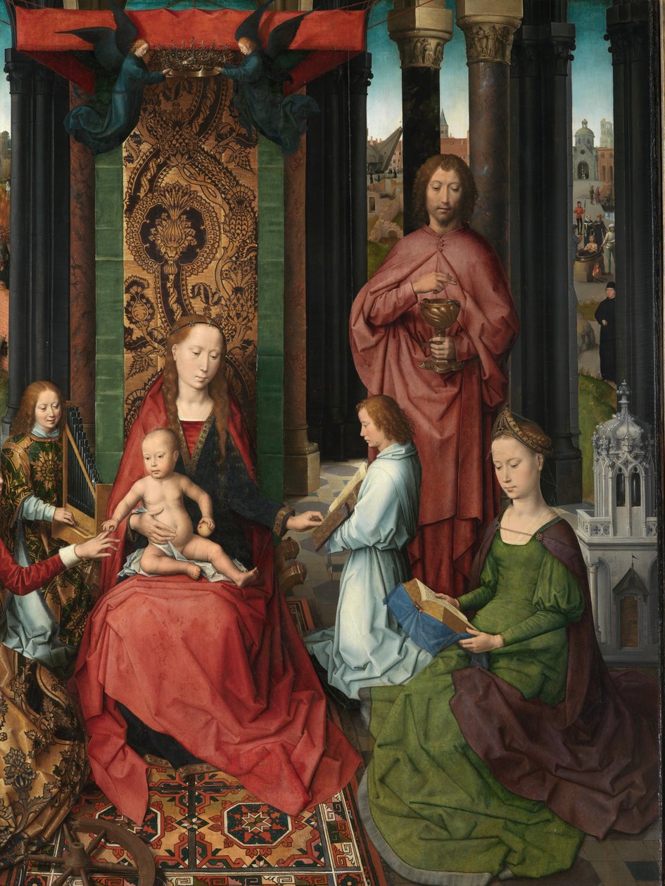 Fragment centralnego panelu Tryptyku św. Jana Chrzciciela i św. Jana Ewangelisty autorstwa Hans Memling