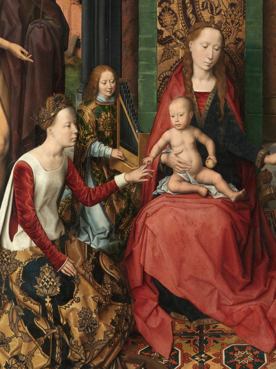 Fragment centralnego panelu Tryptyku św. Jana Chrzciciela i św. Jana Ewangelisty autorstwa Hans Memling