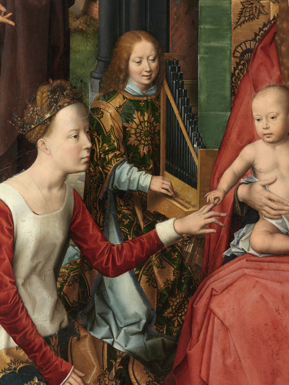 Fragment centralnego panelu Tryptyku św. Jana Chrzciciela i św. Jana Ewangelisty autorstwa Hans Memling