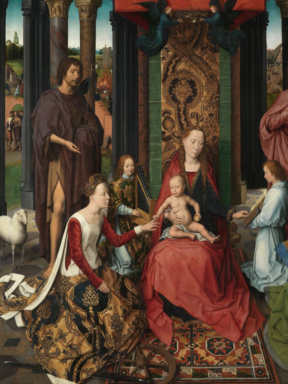 Fragment centralnego panelu Tryptyku św. Jana Chrzciciela i św. Jana Ewangelisty autorstwa Hans Memling