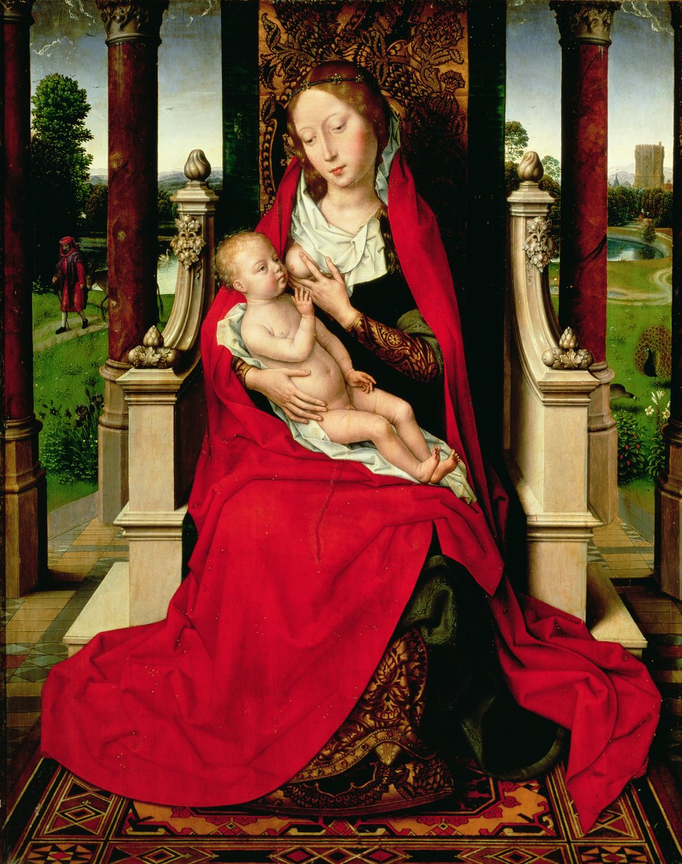 Madonna z Dzieciątkiem na tronie, c.1492-94 autorstwa Hans Memling