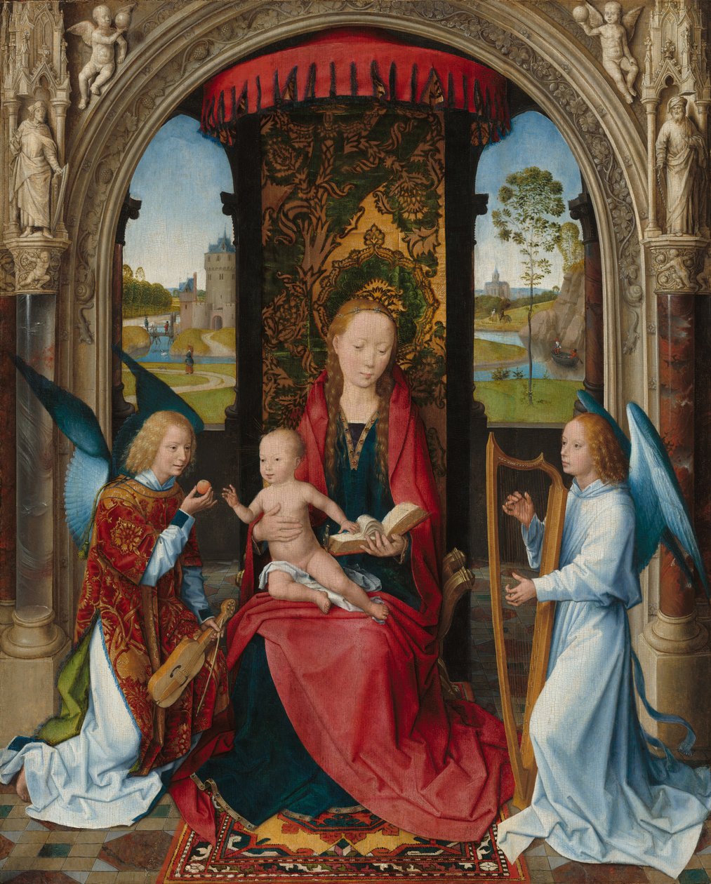 Madonna z Dzieciątkiem z Aniołami, po 1479 r. autorstwa Hans Memling