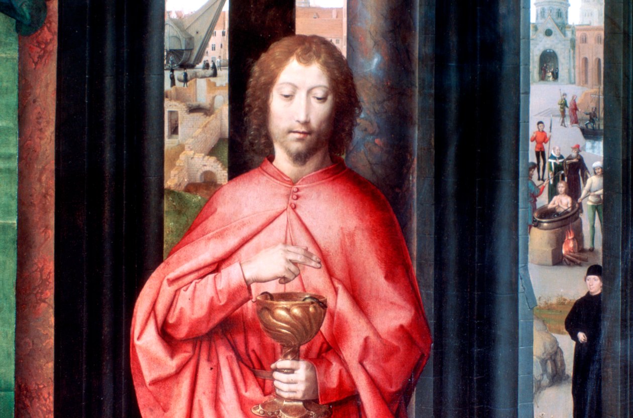 Mistyczne zaślubiny św Katarzyny i innych świętych, detal, c1453-1494 autorstwa Hans Memling