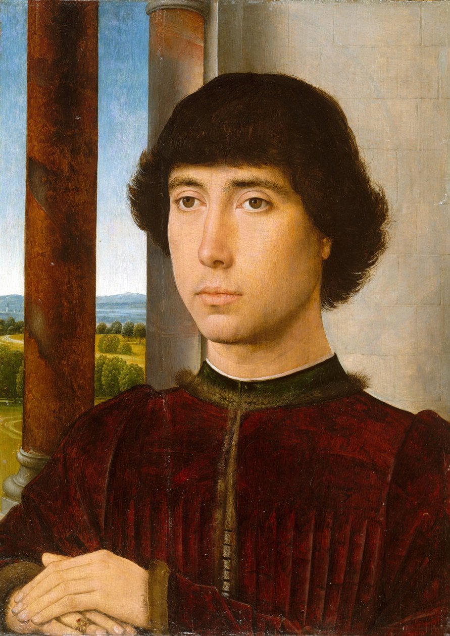 Portret mężczyzny na loggii autorstwa Hans Memling