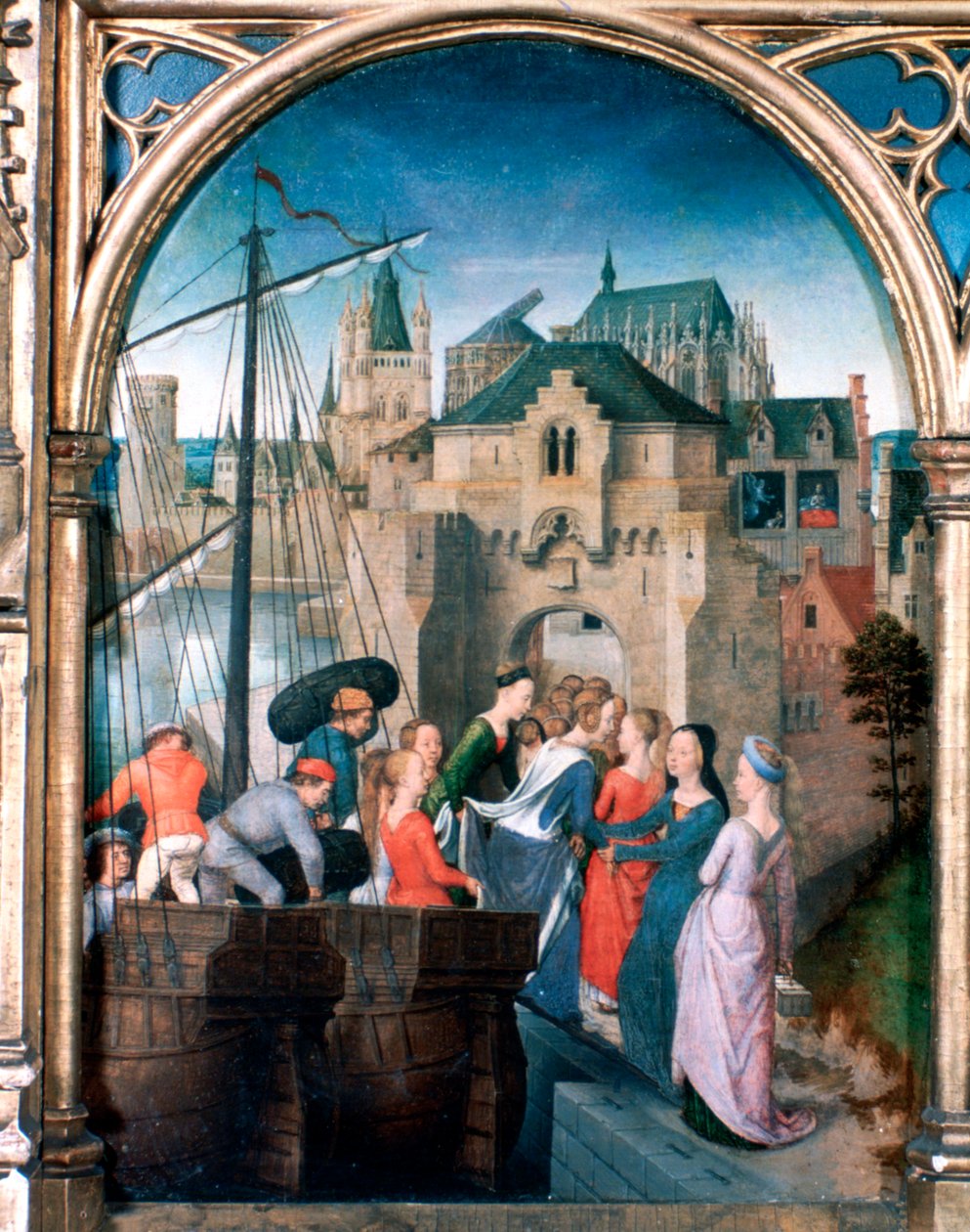 Sanktuarium św. Urszuli, przyjazd do Kolonii, 1489 r. autorstwa Hans Memling