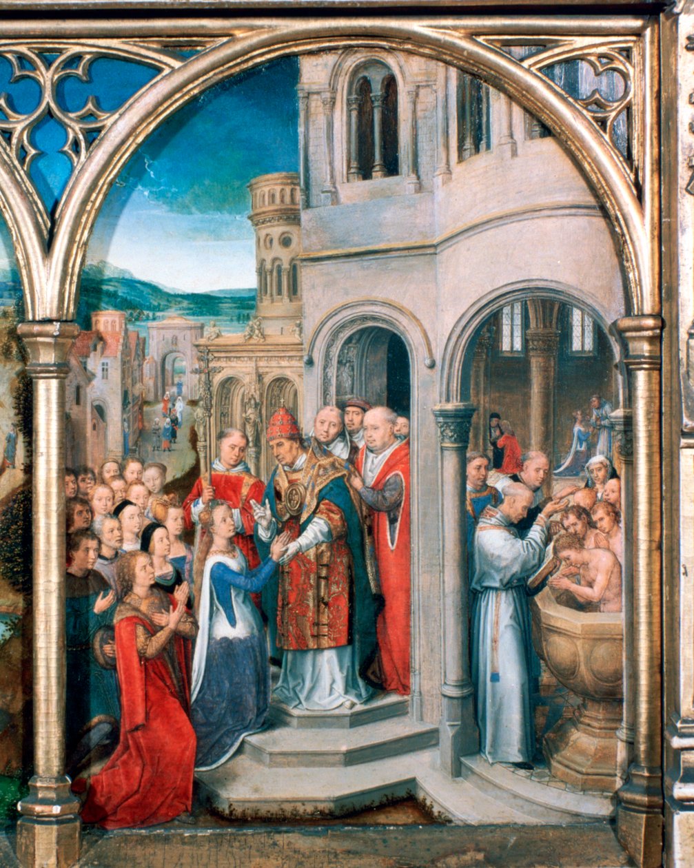 Sanktuarium św Urszuli, przyjazd do Rzymu, 1489 autorstwa Hans Memling
