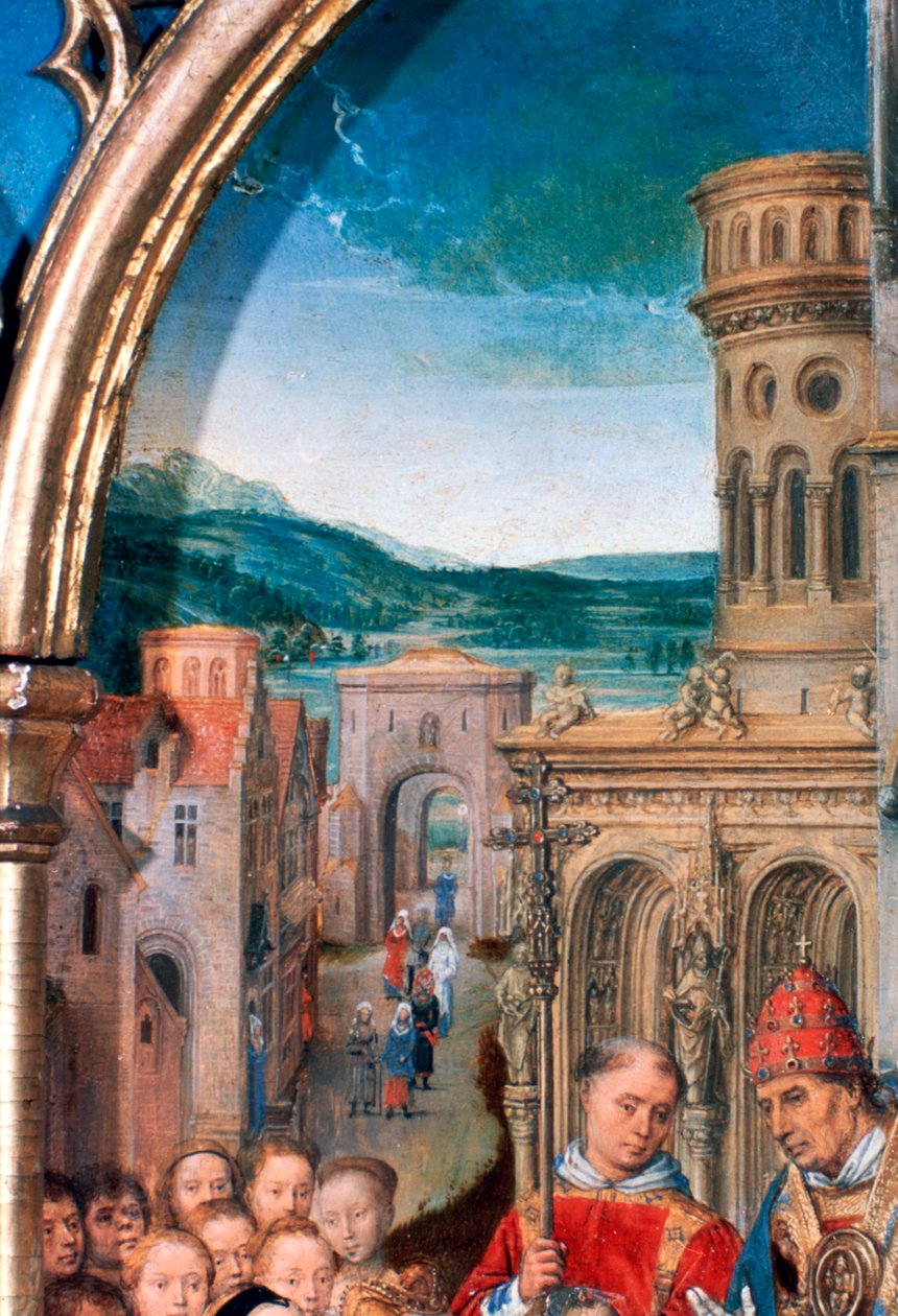 Sanktuarium św Urszuli, przyjazd do Rzymu, szczegół, 1489 autorstwa Hans Memling
