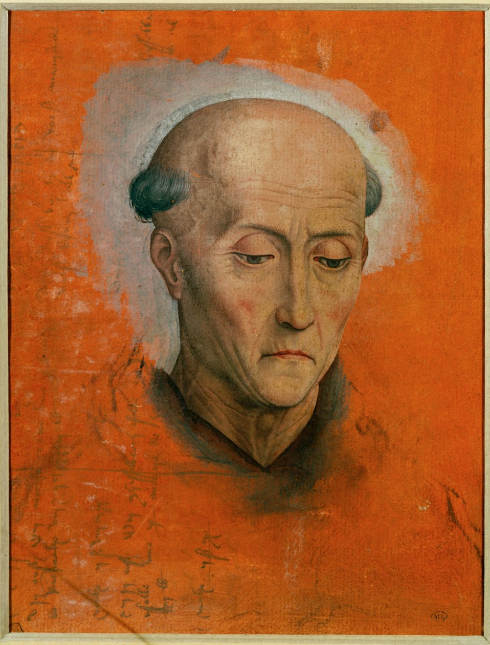 Studium głowy świętego Benedykta namalowanej do ołtarza rodziny Morel z Brugii ... autorstwa Hans Memling