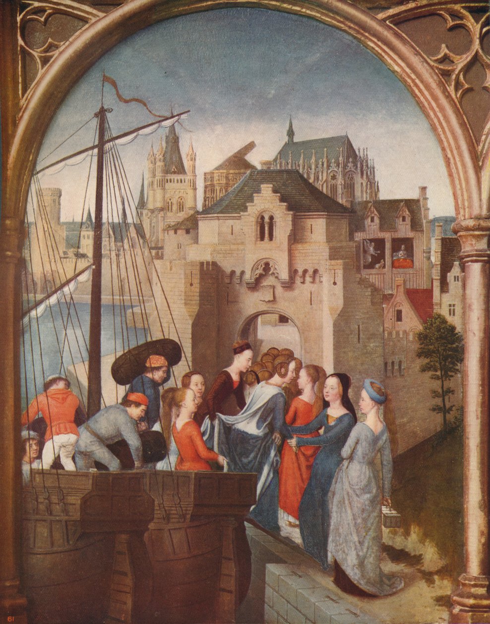Przybycie św. Urszuli do Kolonii, 1489, c1915 autorstwa Hans Memling