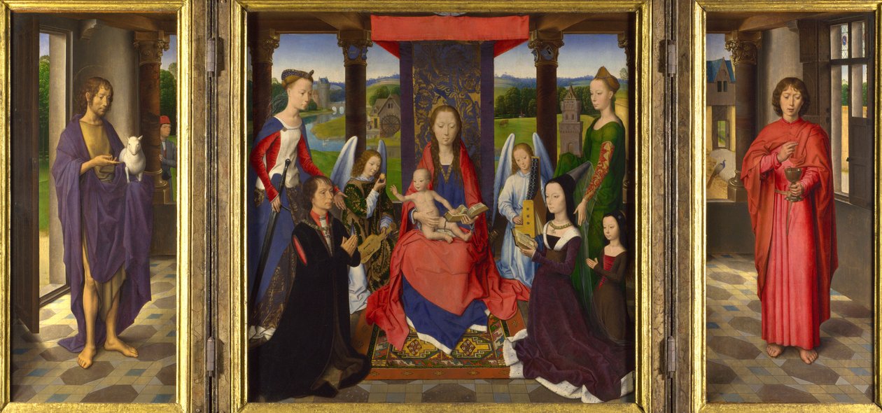 Dziewica z Dzieciątkiem ze świętymi i darczyńcami autorstwa Hans Memling
