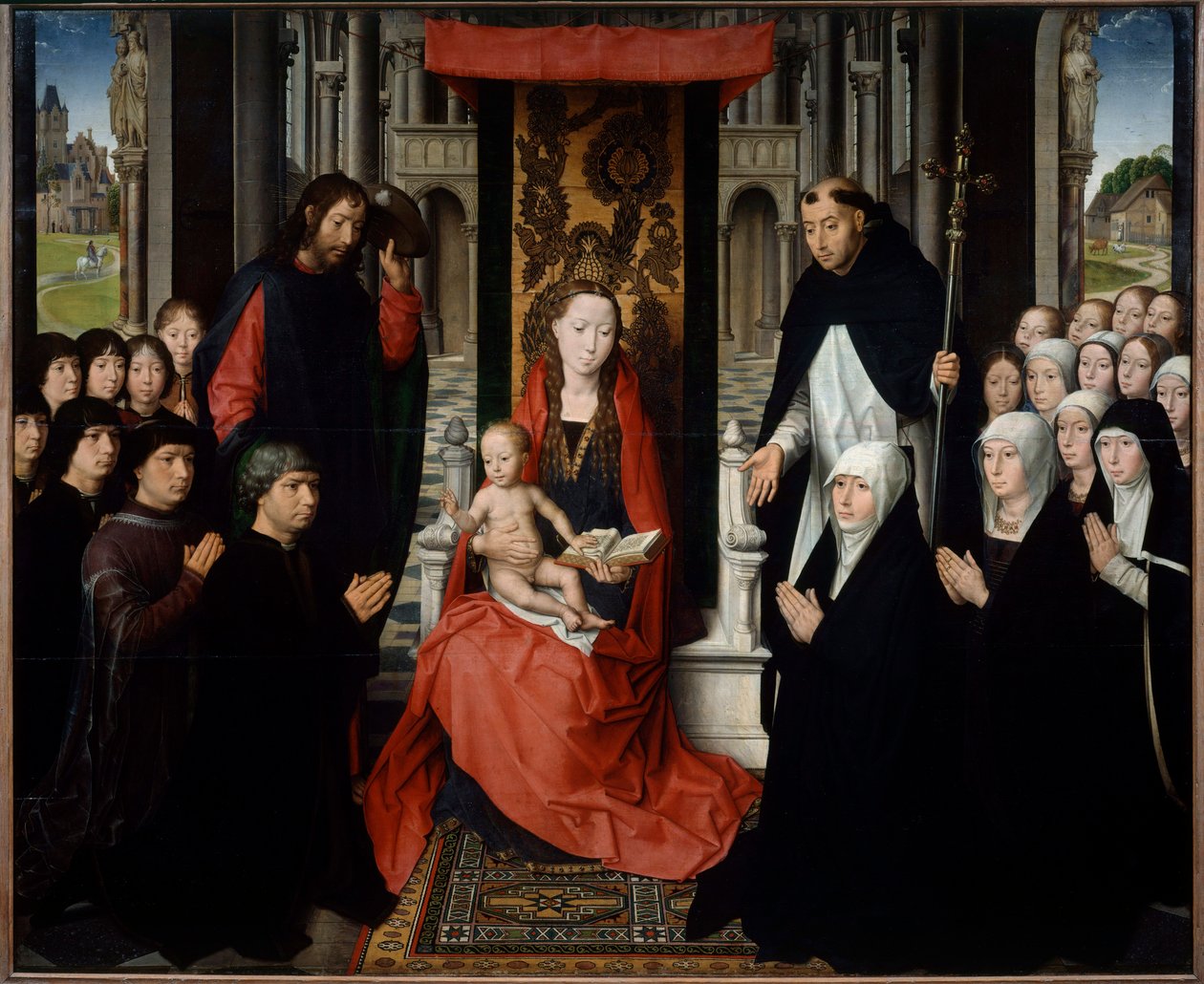 Dziewica i dziecko pomiędzy św. Jakubem a św. Dominiką przedstawiającą darczyńców lub dziewica Jacques Floreins. Obraz Hansa Memlinga (1435-1494) (ec.flam.) XV w. Niedz. 1,3x1,6 m² autorstwa Hans Memling