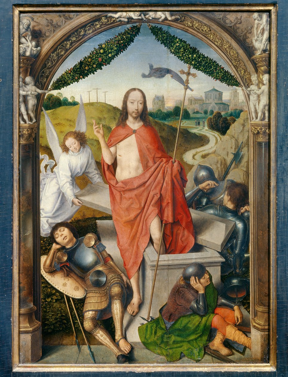 Tryptyk zmartwychwstania. Środkowa część. Obraz Hansa Memlinga (1435-1494) Ec. Bujda. autorstwa Hans Memling