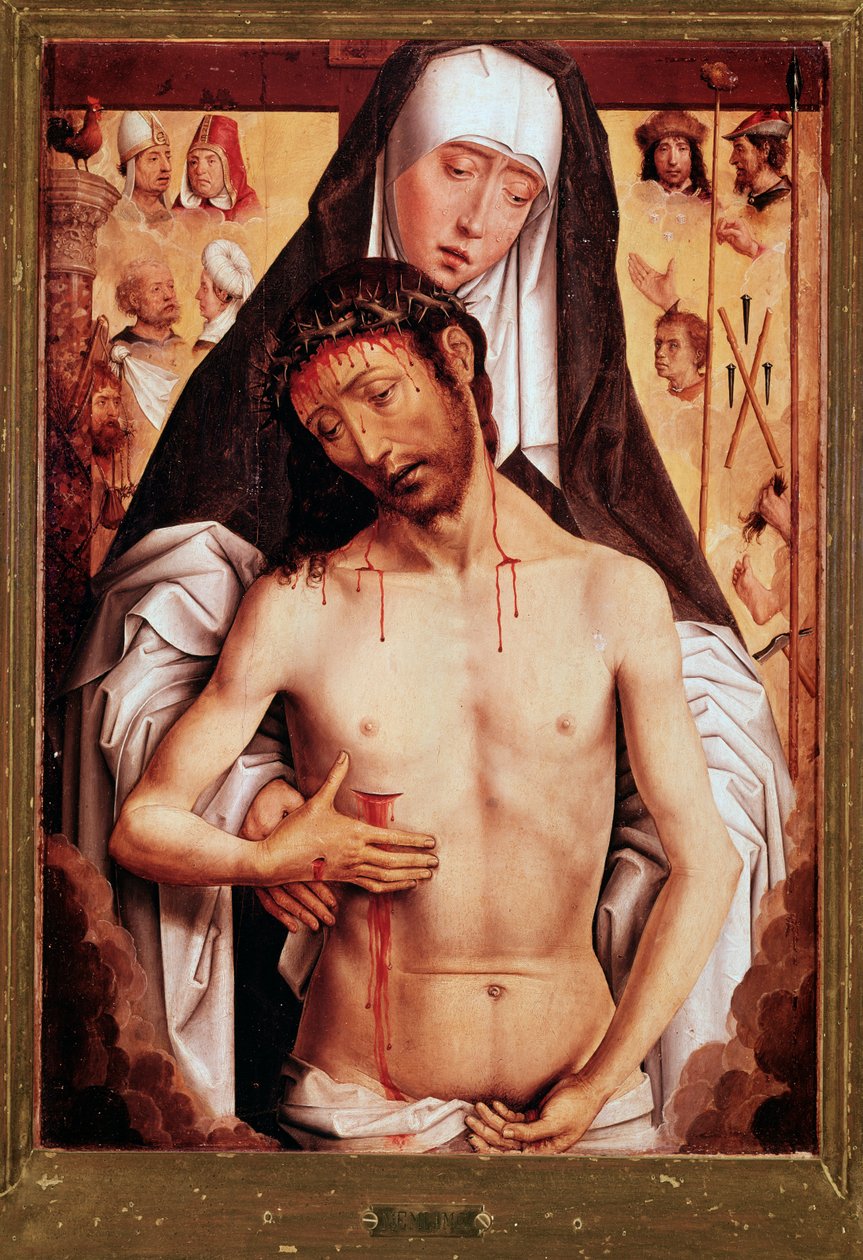 Panna i martwy chrystus Obraz Hansa Memlinga (1435/40-1494) 1480 Dim 52x36 cm Granada, Royal Chapel autorstwa Hans Memling