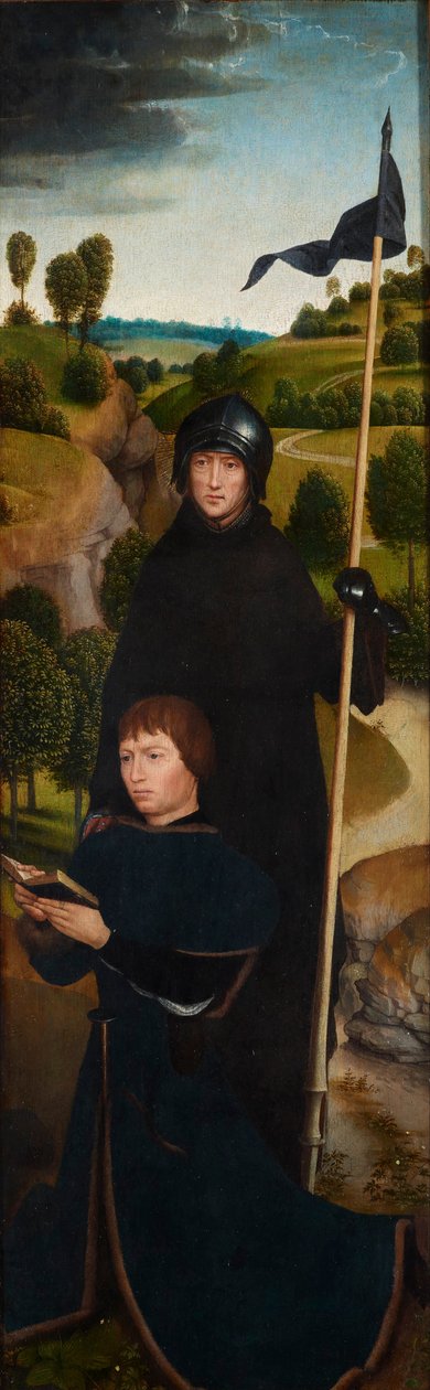Młody mężczyzna modlący się ze św. Wilhelmem z Maleval autorstwa Hans Memling