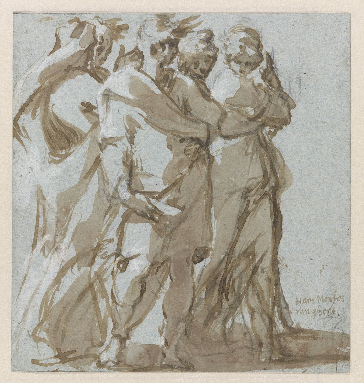 Pięć stojących postaci autorstwa Hans Mont (signed by artist)