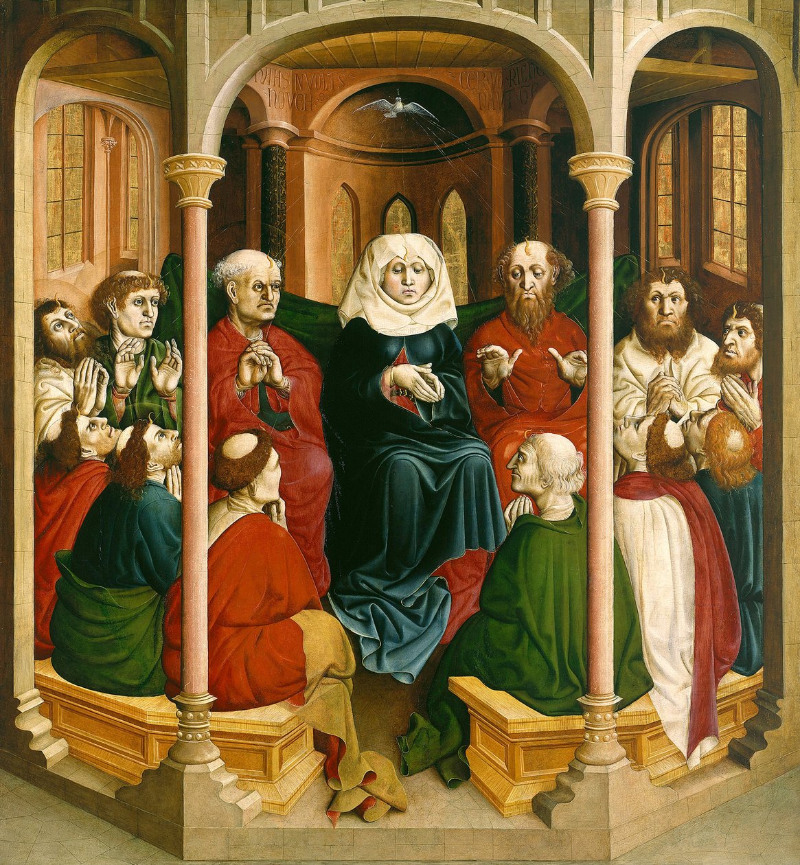 Zejście Ducha Świętego w Pięćdziesiątnicę. Skrzydła Ołtarza Wurzachskiego, 1437 autorstwa Hans Multscher