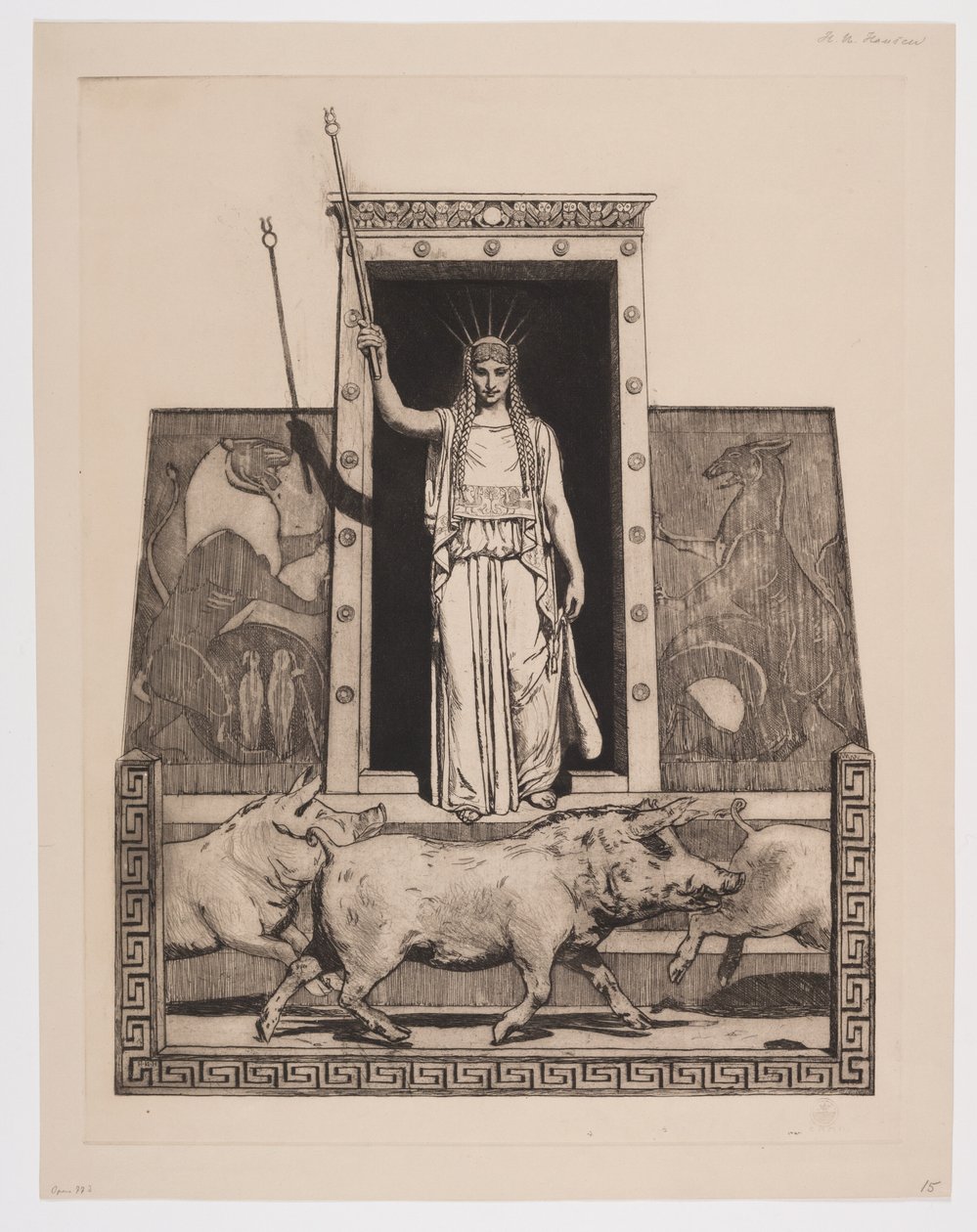 Duński: Circe zamienia ludzi Odyseusza w świnie autorstwa Hans Nikolaj Hansen