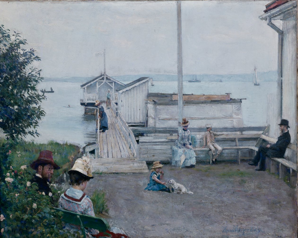 Łaźnia w Asgardstrand (olej na płótnie) autorstwa Hans Olaf Heyerdahl