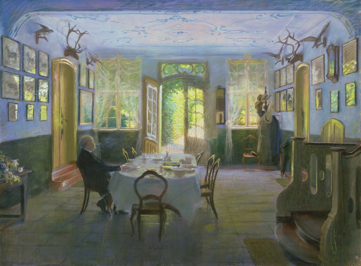 Sala Dworu w Waltershof, 1894 (pastel na papierze) autorstwa Hans Olde