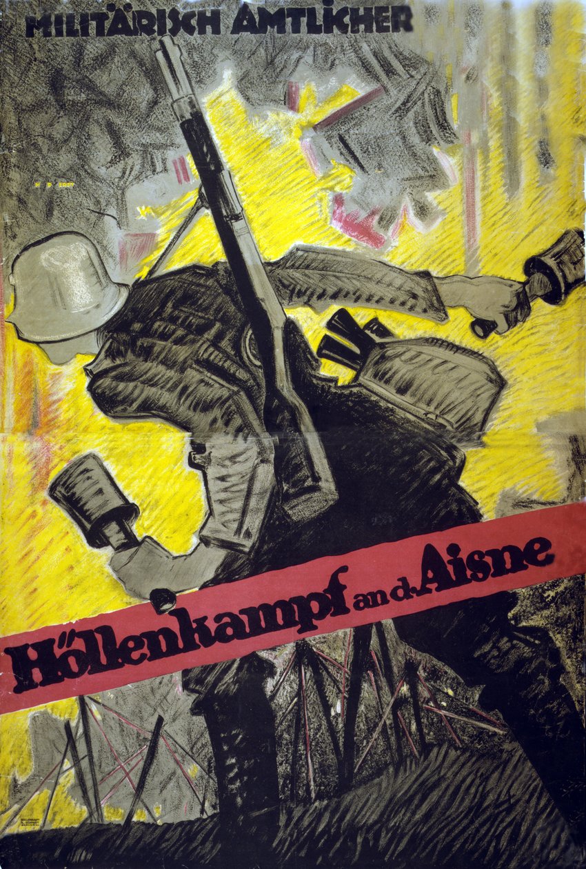 Bitwa w piekle Aisne, 1918 autorstwa Hans Rudi Erdt