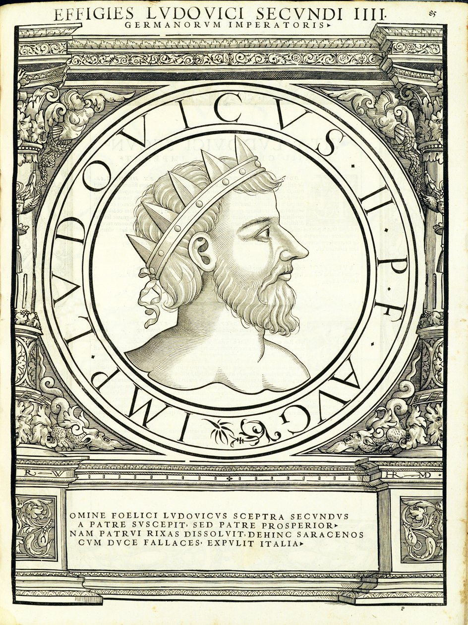 Luis II, ilustracja z „Cesarzy rzymskich całego Wschodu i Zachodu” autorstwa Hans Rudolf Manuel Deutsch