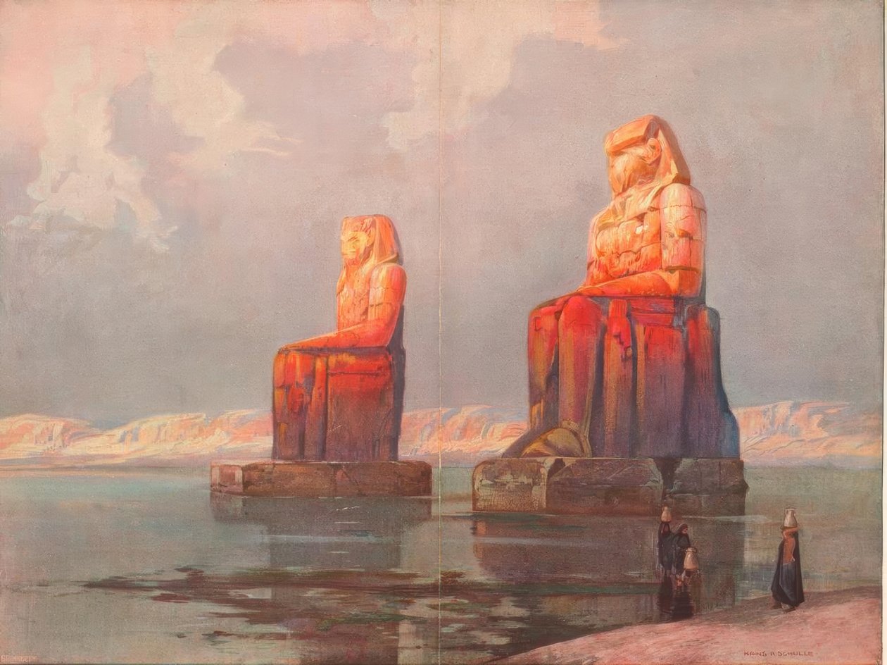 Posągi Memnona przed świątynią (…) autorstwa Hans Rudolf Schulze
