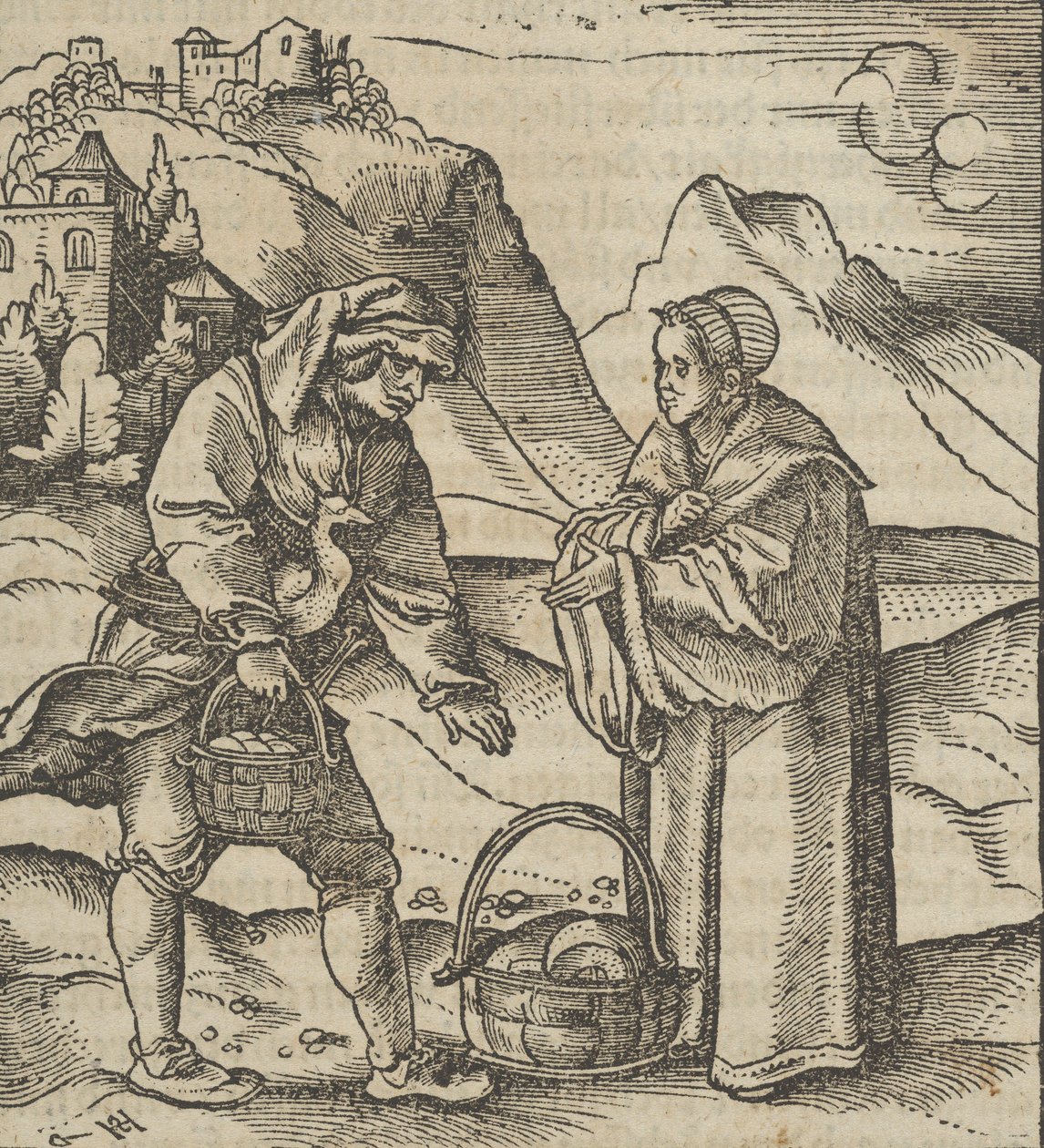 Rolnik i jego Patron, z Hymmelwagen auff dem, wer wol leben..., 1517. autorstwa Hans Schäufelein the Elder