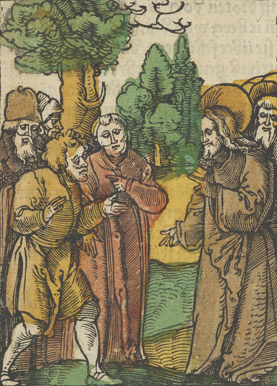 Chrystus i faryzeusze, z Das Plenarium, 1517. autorstwa Hans Schäufelein the Elder