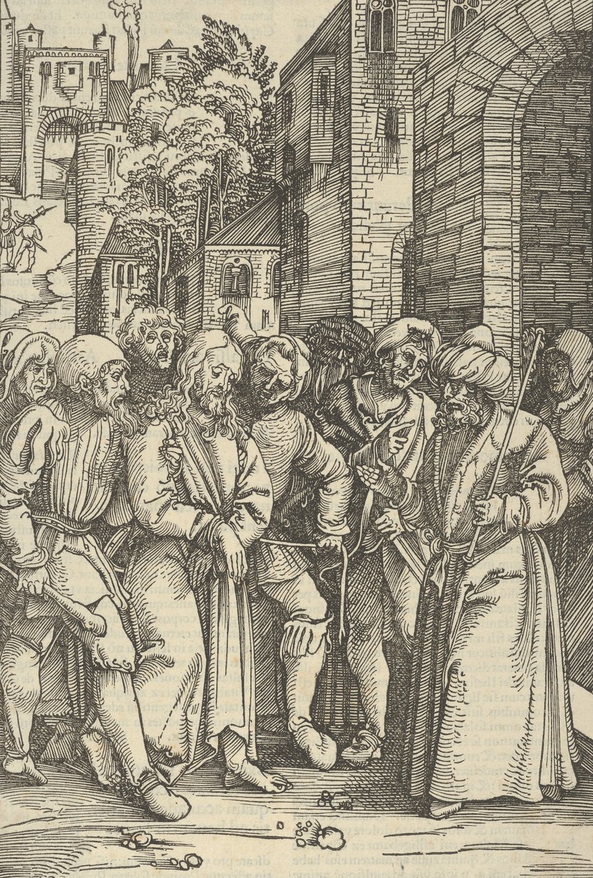 Chrystus przed Piłatem przed swoim Pałacem, z Zwierciadła Męki Pana naszego Jezusa C..., 1507. autorstwa Hans Schäufelein the Elder