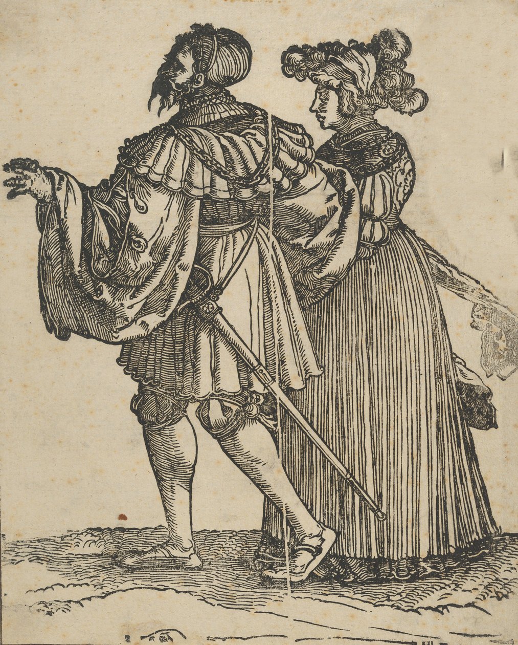 Para idąca na lewo VI, z Restrike Wedding Dancers. autorstwa Hans Schäufelein the Elder
