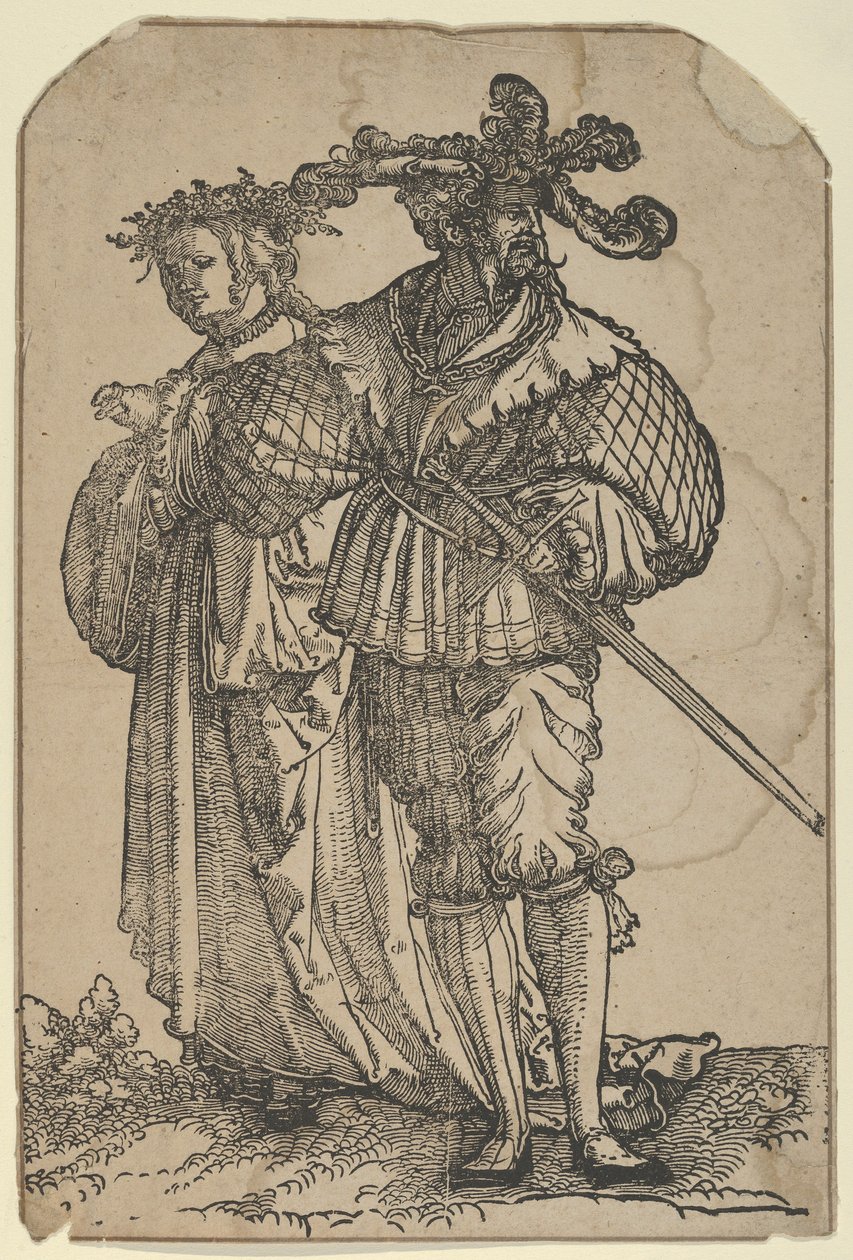 Tańcząca para I, z Restrrikingu Wedding Dancers. autorstwa Hans Schäufelein the Elder
