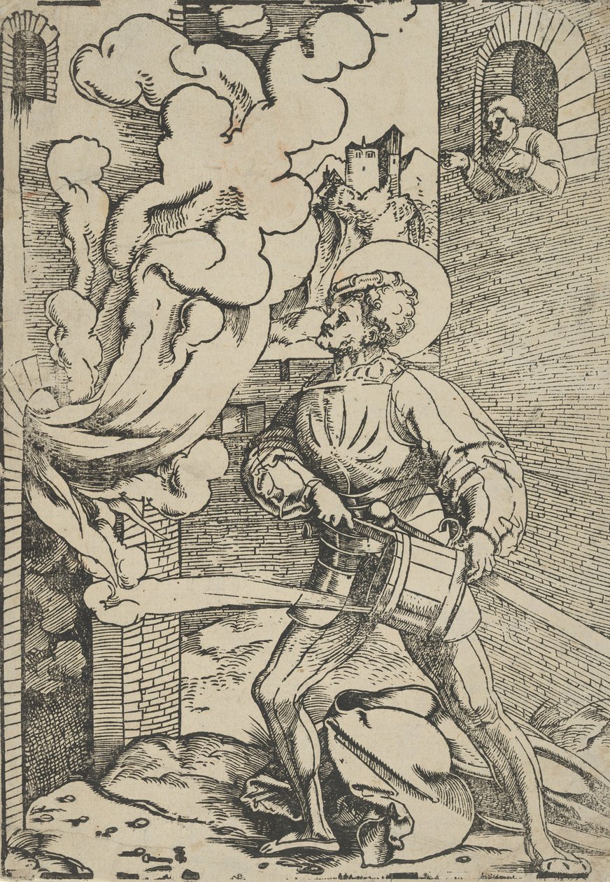 Ponowny strajk św. Floriana. autorstwa Hans Schäufelein the Elder