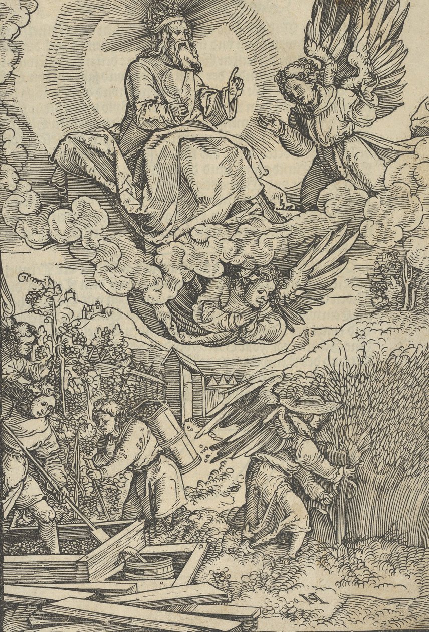 Żniwa i tłoczenie krwi. autorstwa Hans Schäufelein the Elder