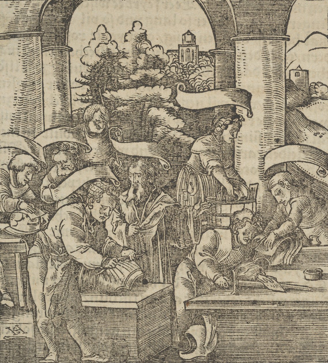 Wytwarzanie zbroi, od Hymmelwagena o tym, kto żyje dobrze..., 1517. autorstwa Hans Schäufelein the Elder